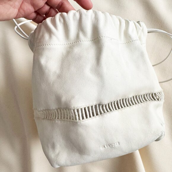 Jil Sander Dumpling Bag in Ivory w Cutouts - Picture 2 of 11
